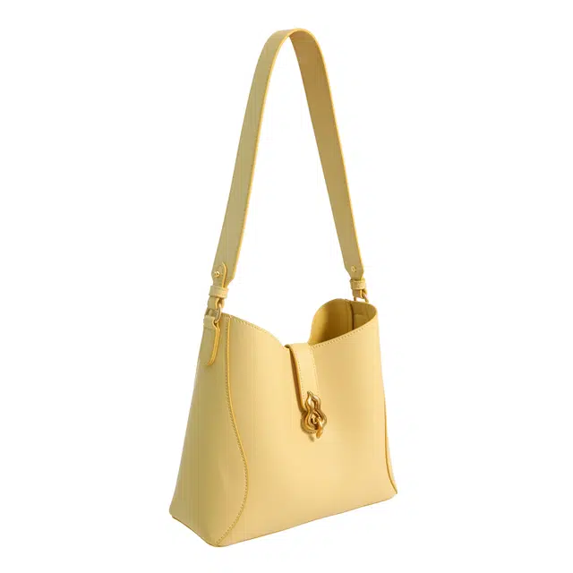 西木汀 高级感小众设计师浪漫症大容量 牛皮 水桶包单肩斜挎包 女款 黄色