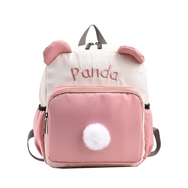 帕克熊 日系简约卡通熊猫幼儿园宝宝轻便护脊背包 牛津布 双肩包 常规 儿童款 白色、粉色、黑色、卡其色