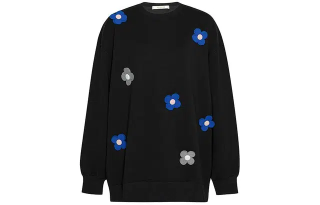 美洋 立体花朵圆领套头长袖卫衣 女款 黑色