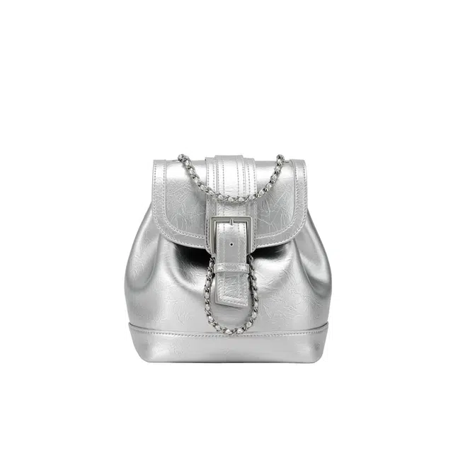 西木汀 雪影小众小香风链条旅行通勤 牛皮 单肩书包背包双肩包 中号 男女同款情侣款 多色