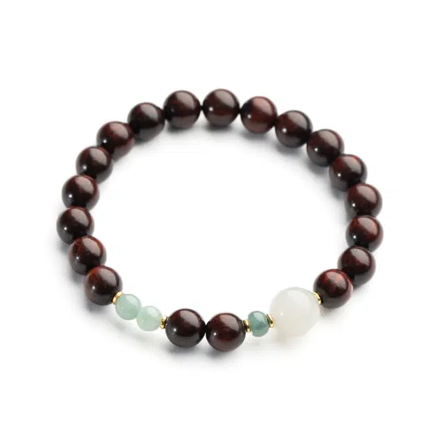 仙源 国风新中式百搭和田玉翡翠文玩好礼饰品 木作 手串 男女同款情侣款 紫檀