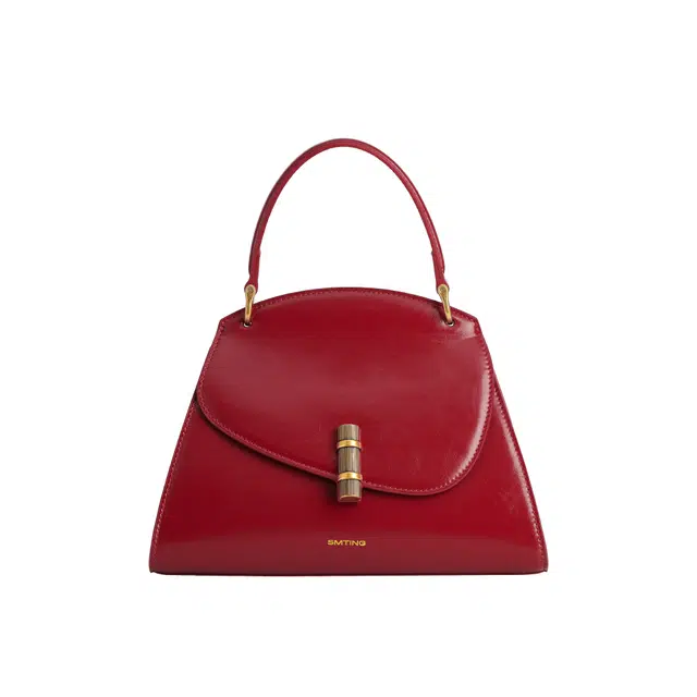 西木汀 寻迹 高级感小众 牛皮 新娘婚包手提单肩斜挎包 小号 女款 深邃黑/高级红