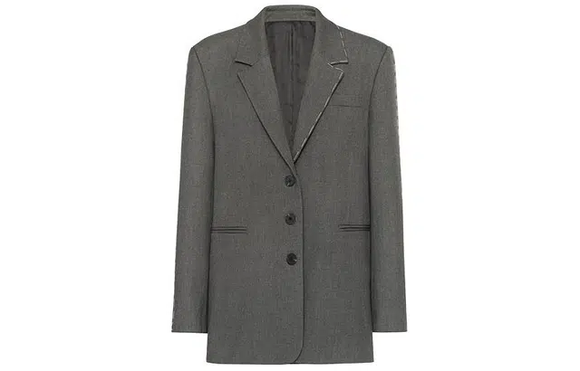 美洋 纯色手工明线拱针单排扣西装 女款 银河灰