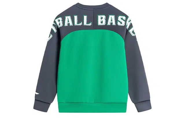 李宁儿童 篮球系列 字母印花拼接圆领长袖卫衣 儿童款 新薄荷绿