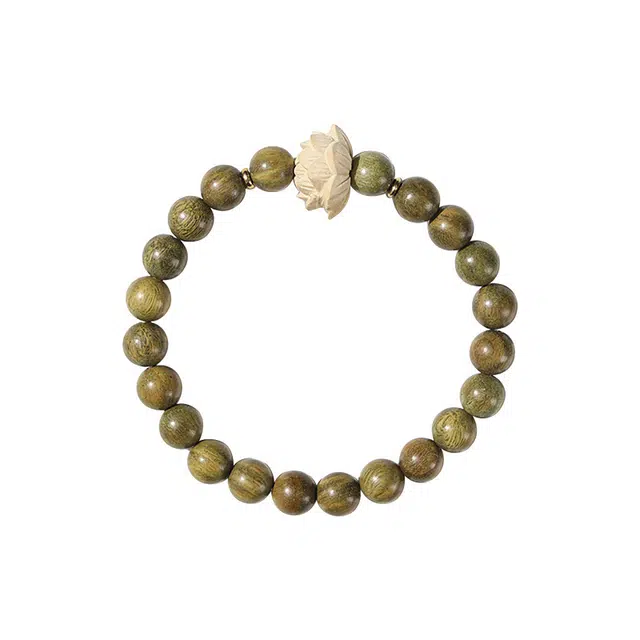 翠雅金楼 新中式民族风质朴文玩莲华转运珠 黄杨木 木作手串 男女同款情侣款 绿檀