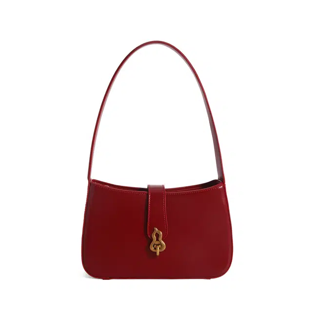 西木汀 花漾甜心 小众设计高级质感时尚百搭通勤 牛皮 婚包腋下包单肩包 小号 女款 红色