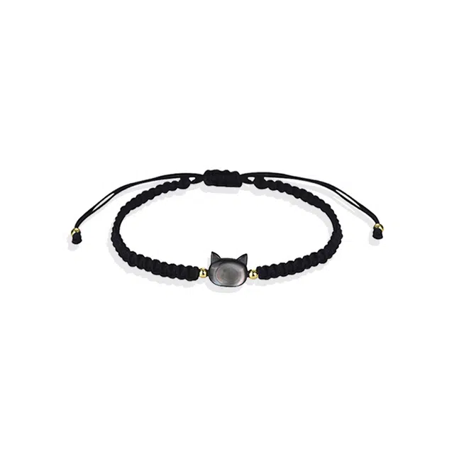 重庆金店 新中式小众设计黑白猫咪手工编织 高级感甜美小清新可爱 简约轻奢 合金 手链 男女同款情侣款