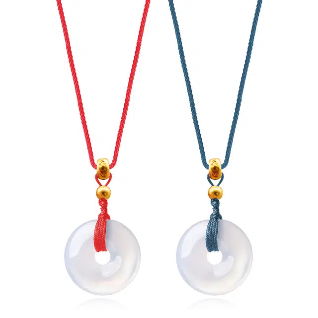 饰伴 平安扣 小众设计气质平安转运珠新中式 玉髓 玉石项链 男女同款情侣款