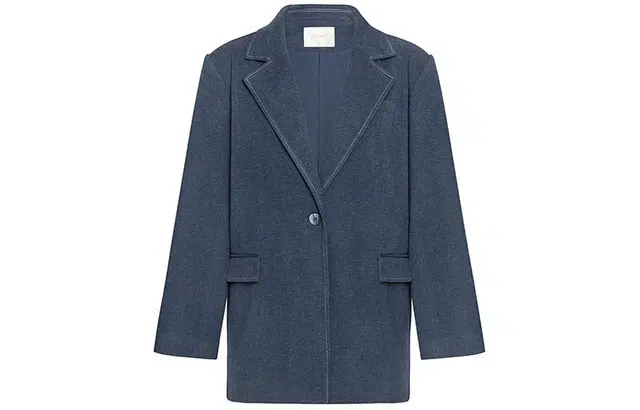 美洋 简约通勤西装领纯色西装 女款 深海蓝