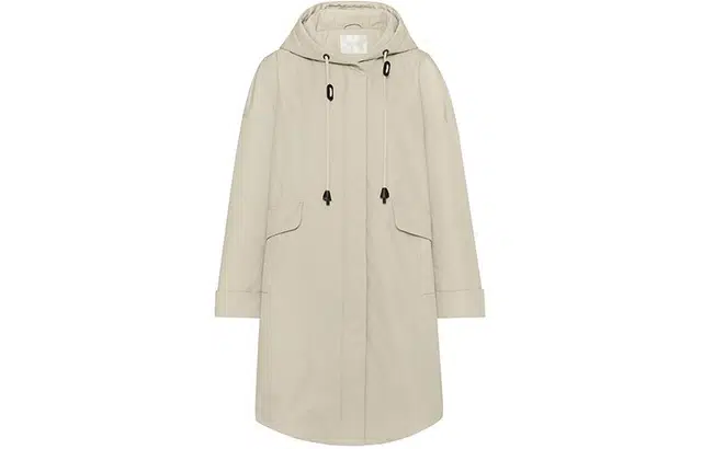 美洋 纯色保暖中长款连帽休闲长袖风衣 女款 浅卡其