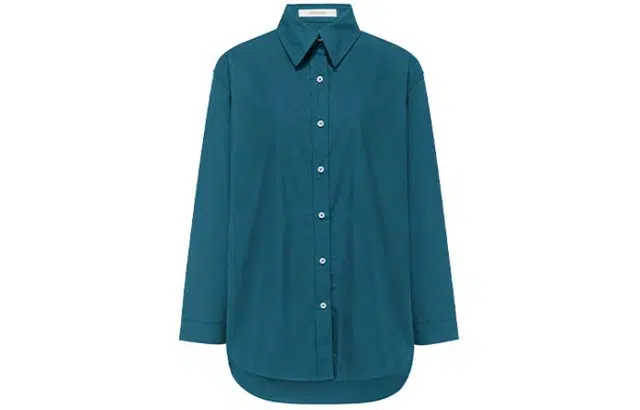 美洋 简约通勤纯色长袖衬衫 女款 藏青色