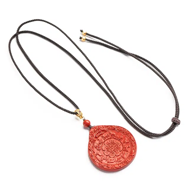 仙源 十二生肖牌转运文玩饰品 再造辰砂朱砂 玉石吊坠 男女同款情侣款