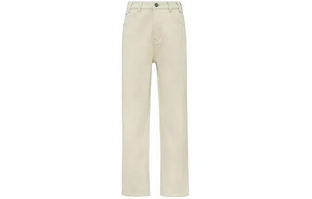 美洋 九分高腰拉链直筒加绒加厚牛仔裤 女款 白色