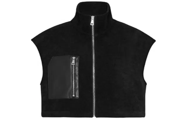 美洋 纯色立领短款拉链休闲无袖马甲 女款 黑色