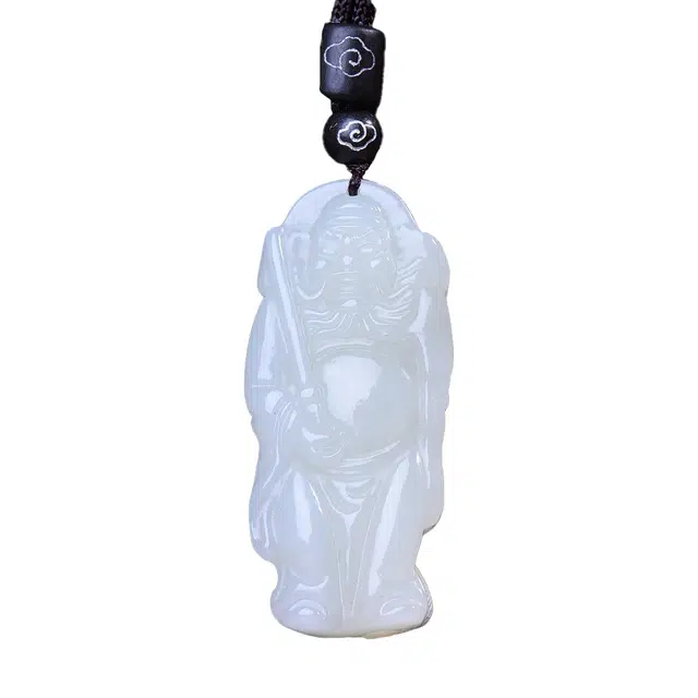 舒杰 平安吉祥站钟馗 复古国潮 和田玉 项链 男女同款情侣款 白玉