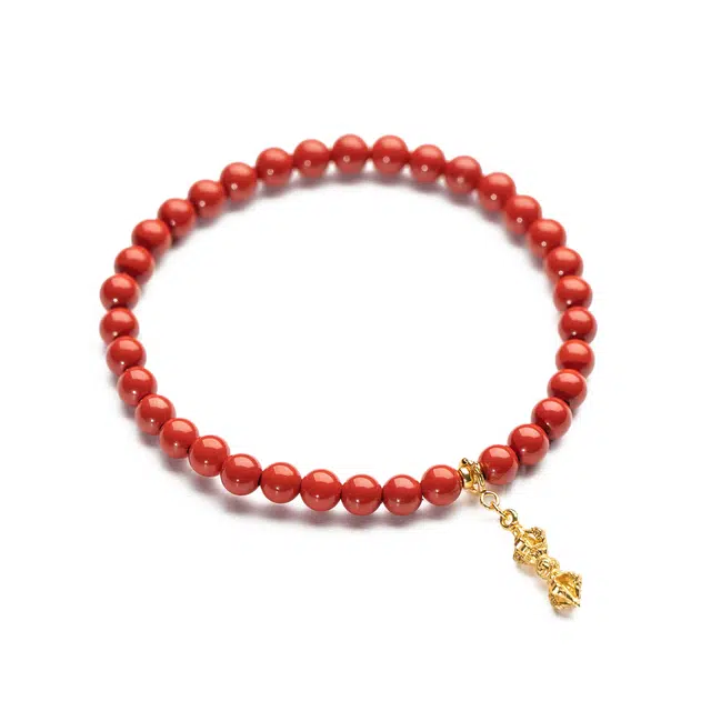 仙源 太岁 精致优雅金刚杵 再造辰砂朱砂 玉石手串 男女同款情侣款