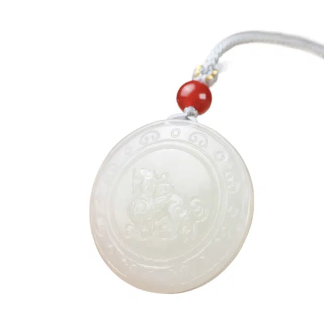 舒杰 天降祥瑞麒麟 和田玉 项链 男女同款情侣款 白玉