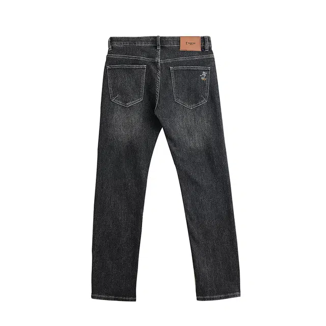 才子 微弹拉链时尚简约直筒牛仔裤 男款 黑蓝色