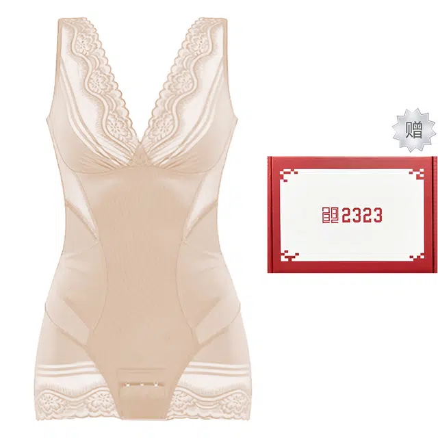 二三二三 收腹提臀蕾丝交叉聚拢防下垂轻薄透气舒适简约连体衣 女款 礼盒装