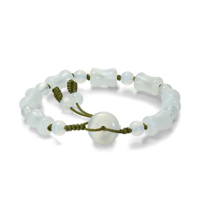 彗时 冰润竹节平安扣 节节高升富贵竹节 新中式复古 玉髓 玉石手链 男女同款情侣款