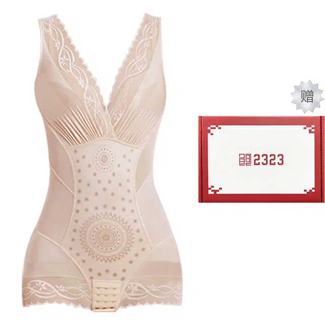 二三二三 无痕不勒肩加宽肩带聚拢托胸收副乳防下垂定型排扣底裆连体衣 女款 礼盒装