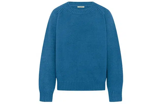 美洋 纯色多巴胺圆领套头长袖毛衣 女款 蓝色