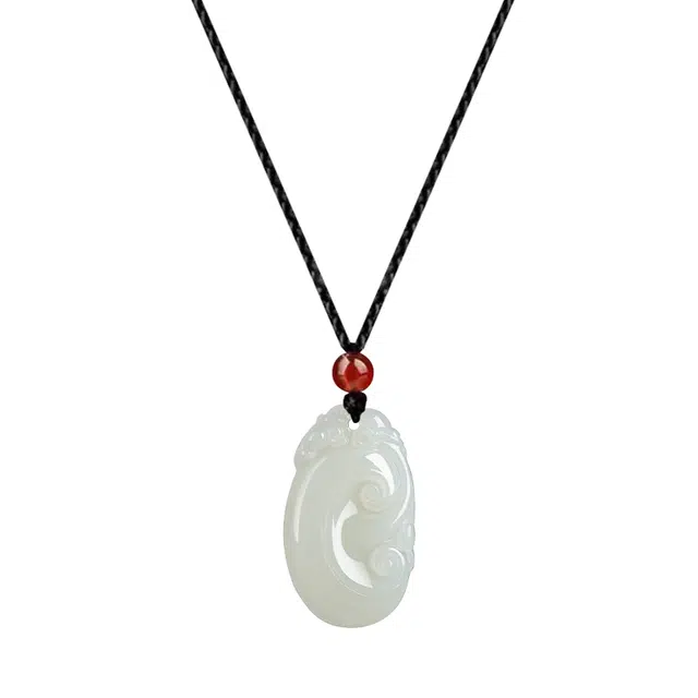 祝富礼 如意平安扣  温润 小众设计新中式国潮 和田玉 项链 男女同款情侣款 青白玉