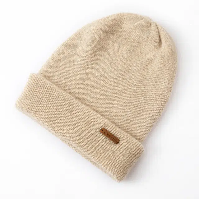 山一丸 秋冬加厚针织帽包头显脸小堆堆帽 山羊绒 绒绒帽 男女同款情侣款