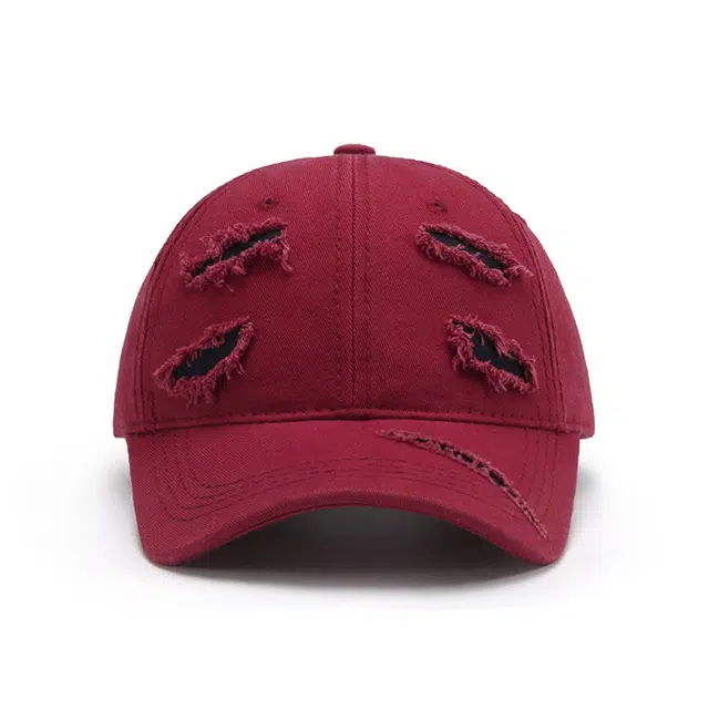 白卷 街头软顶户外休闲时尚嘻哈光板破洞 棉 棒球帽  男女同款情侣款