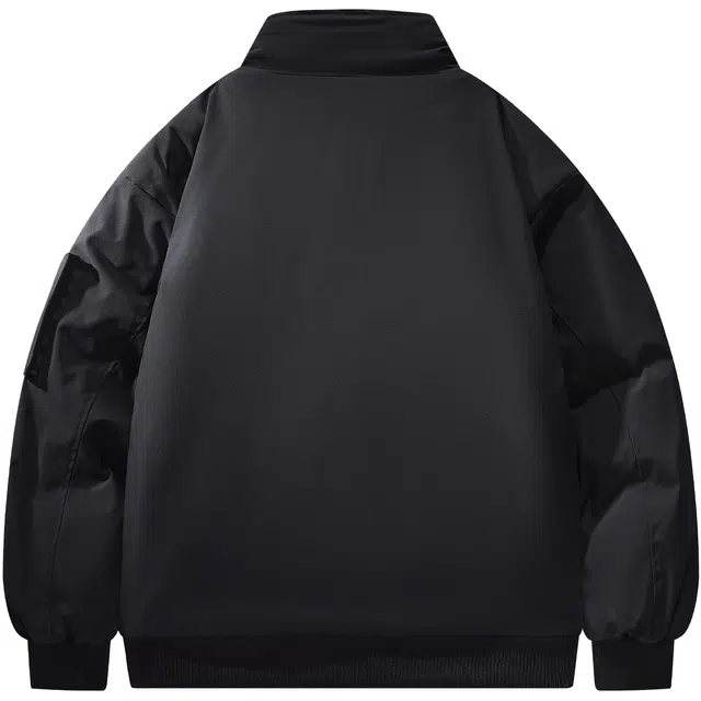 蜡笔小新 假两件休闲夹克立领宽松加厚保暖飞行员纯色拉链落肩棉服外套 男女同款