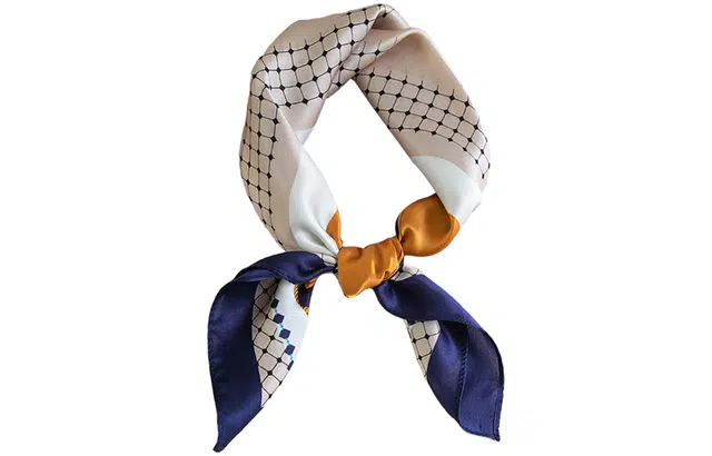 优幽兰 拼色设计小方巾高级感多功能实用减龄气质桑蚕丝 丝巾 女款