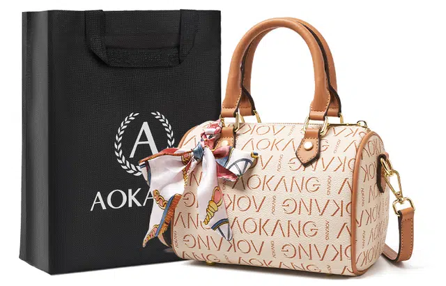AOKANG Boston Bag Coffee/Off-White