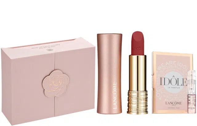 兰蔻 小蛮腰哑光口红彩妆套装 易上色自然持久雾面 正装+香水体验装