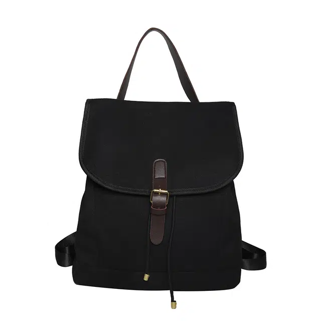 德力熊 大容量校园大学生休闲英伦百搭 尼龙 书包背包双肩包 常规 女款 黑色/棕色