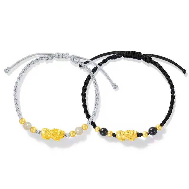 奥斯坦汀 貔貅吞金兽国风复古编织手绳 黑曜石 手链 男女同款情侣款