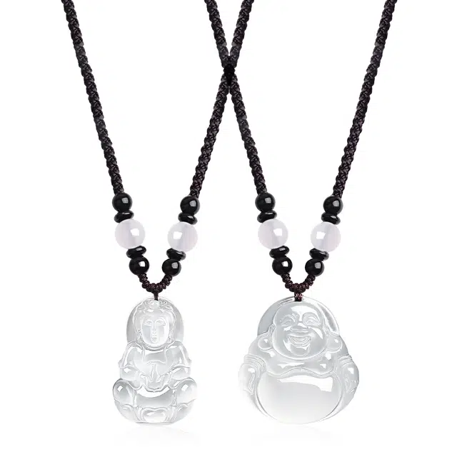 饰伴 国潮复古新中式观音佛豆角 玛瑙 玉石项链 男女同款情侣款 礼盒装