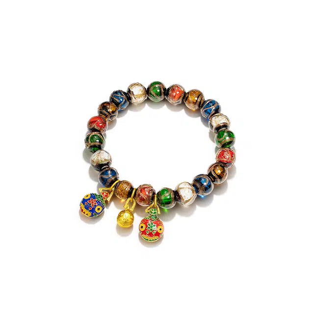 岁月静好 香灰五彩多宝吞金兽 新中式国风 琉璃 玉石手串 男女同款情侣款