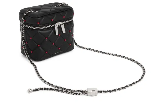 CHARLES&KEITH Heart Series PU Quilted Crossbody Bag Small