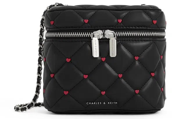 CHARLES&KEITH Heart Series PU Quilted Crossbody Bag Small