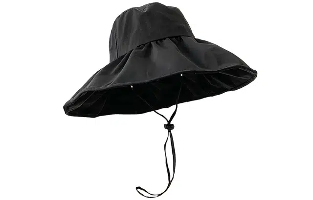 优幽兰 黑胶大檐防晒韩版大脸显脸小大头围户外旅行沙滩高级感小众氛围感 聚酯纤维 渔夫帽 女款