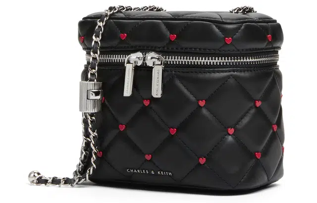 CHARLES&KEITH Heart Series PU Quilted Crossbody Bag Small