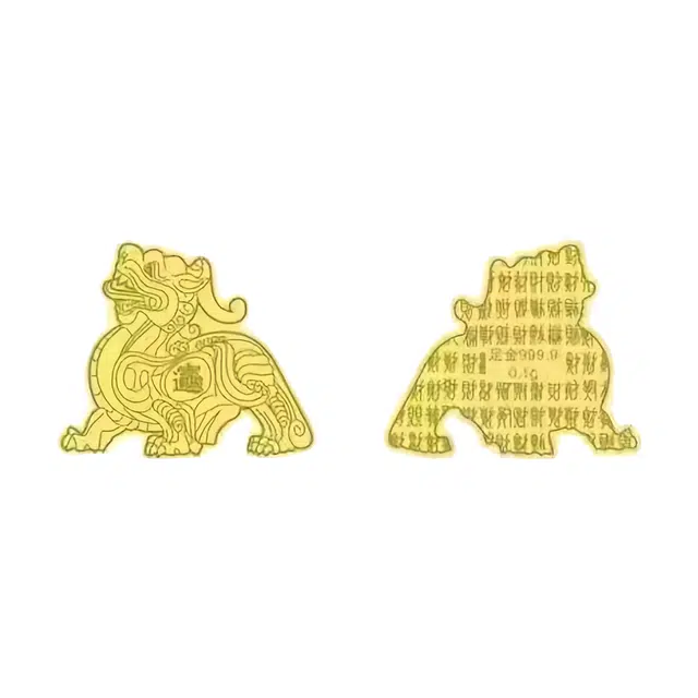 老福黄金 招财纳福貔貅 招财纳福吞金兽 足金 投资类 黄金手机贴片 男女同款情侣款
