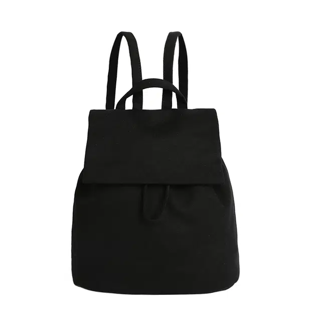 德力熊 日系学院风时尚 帆布 书包背包双肩包 女款 黑/白