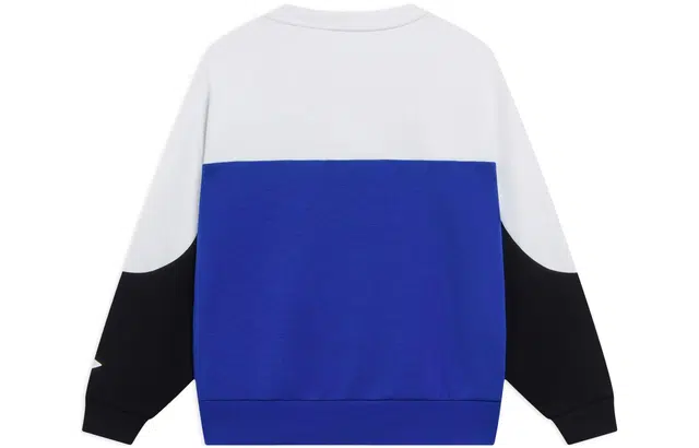 李宁儿童 篮球系列 拼接字母印花圆领长袖卫衣 儿童款 中蓝色