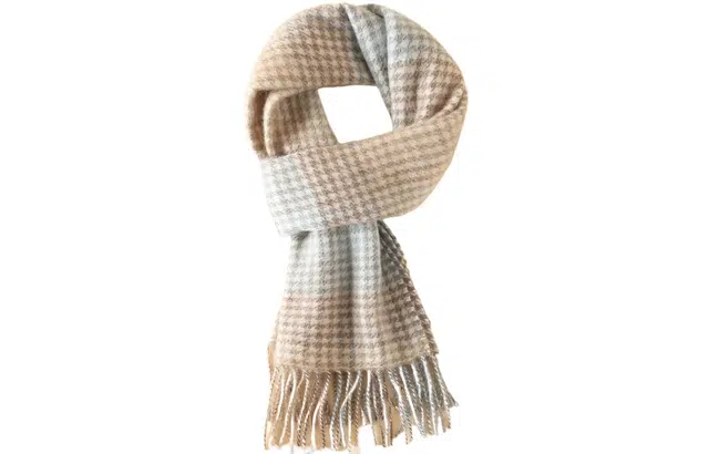 恒源祥 撞色小格子 山羊绒 绒线围巾 男女同款情侣款