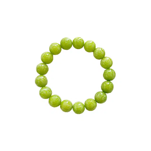 华髻 青青子吟六字真言圆珠绕指柔新中式文玩盘珠小清新转运珠平安喜乐高级感中国风 树脂 手串 男女同款情侣款 礼盒装