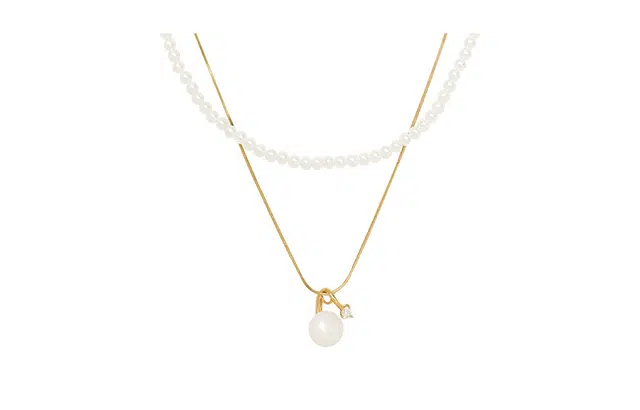 克拉日记 双层叠戴贝珠锁骨链 高级感 合金 项链 女款