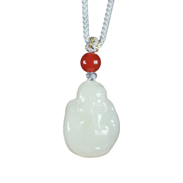 舒杰 财源滚滚财神  中式国潮 和田玉 项链 男女同款情侣款 白玉