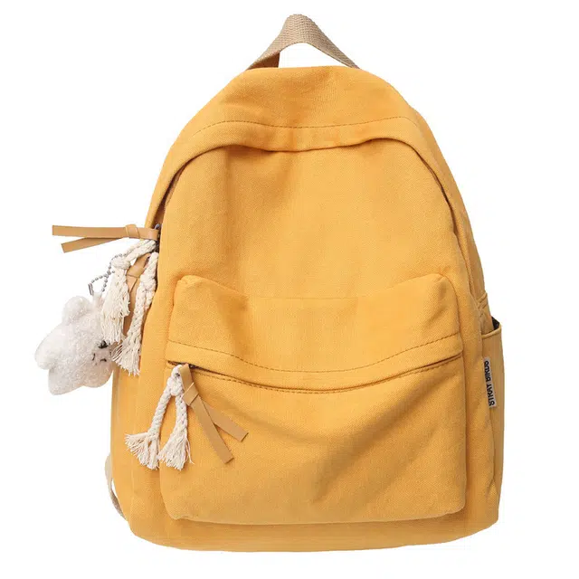 德力熊 韩版初中生高中生大学生 帆布 旅行包书包背包双肩包 常规 男女同款情侣款 黑/白/黄/蓝/绿