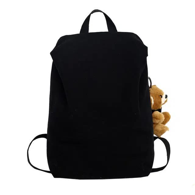 德力熊双肩包男女通用三色新款简约百搭学生书包旅行包背包原创小众设计休闲帆布包多色